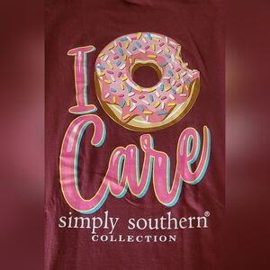 Simply Southern LS Women's Shirt Size XL I Donut Care Dark Mauve